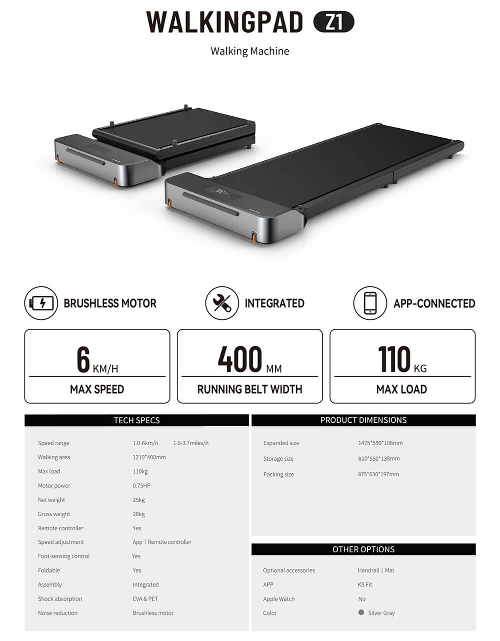 Z1 Economy WalkingPad Treadmill